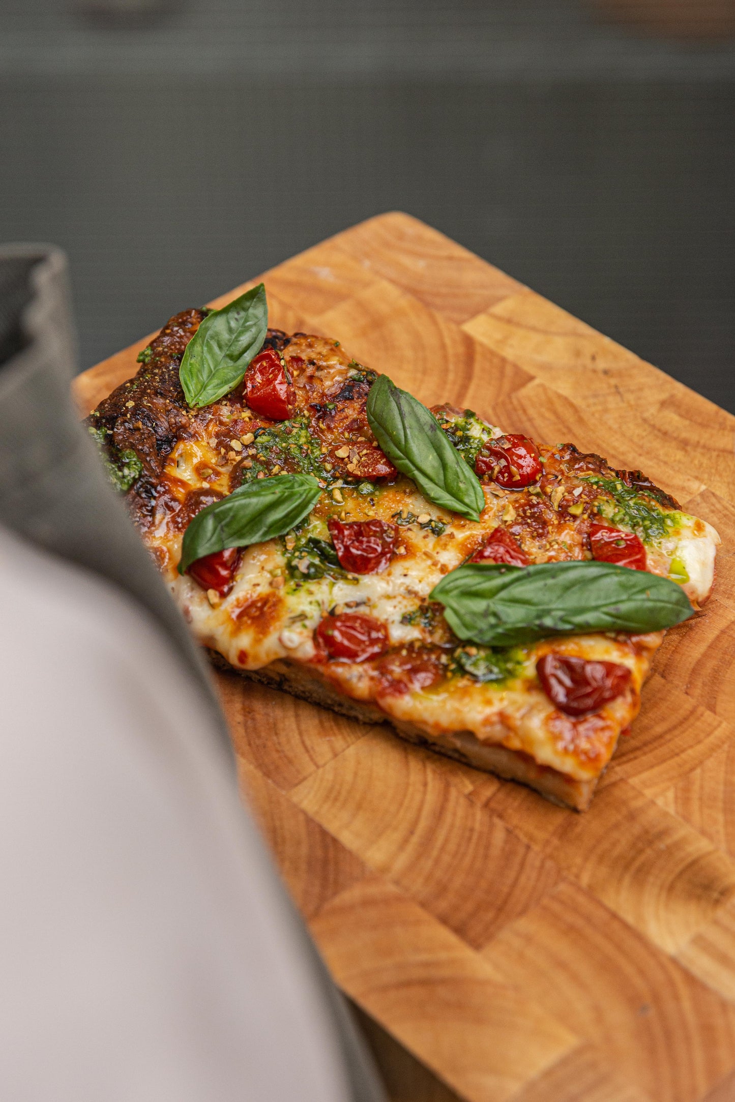 Pizza cuadrados vegetariana