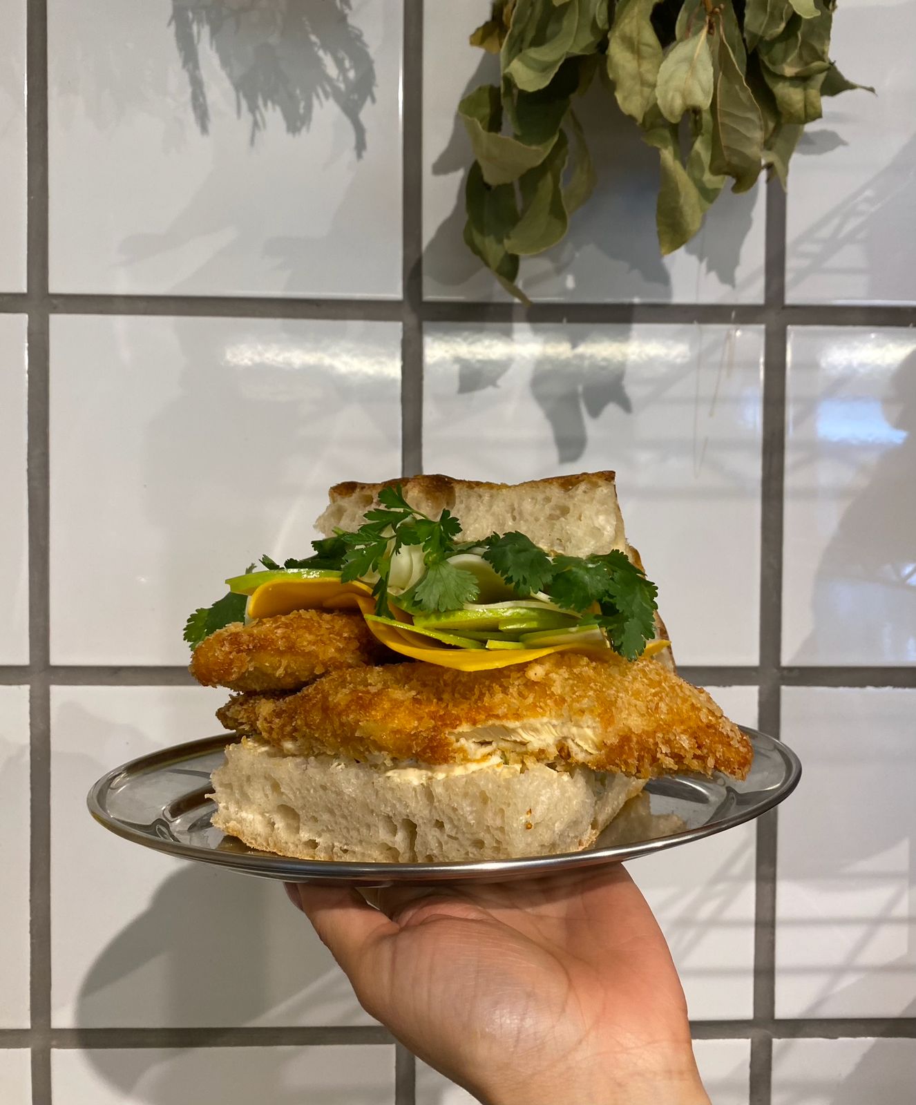 Focaccia con schnitzel