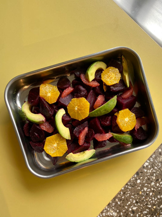 Remolacha, cítricos y aguacate